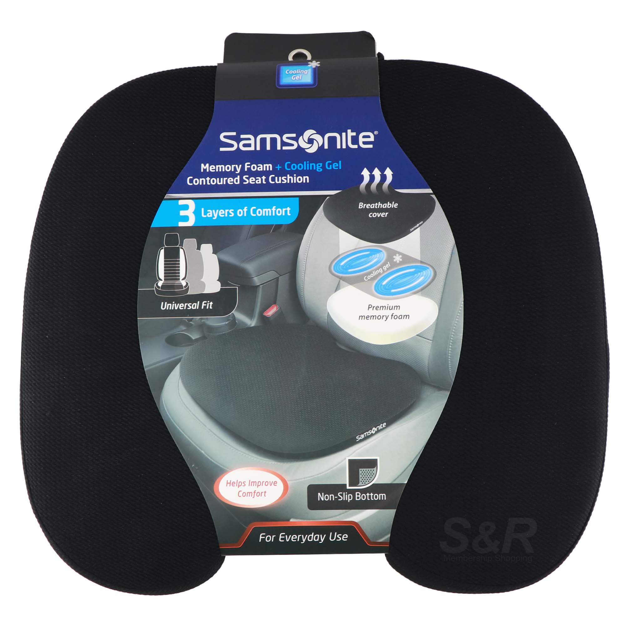 Samsonite Memory Foam plus Cooling Gel Contoured Seat Cushion 1pc